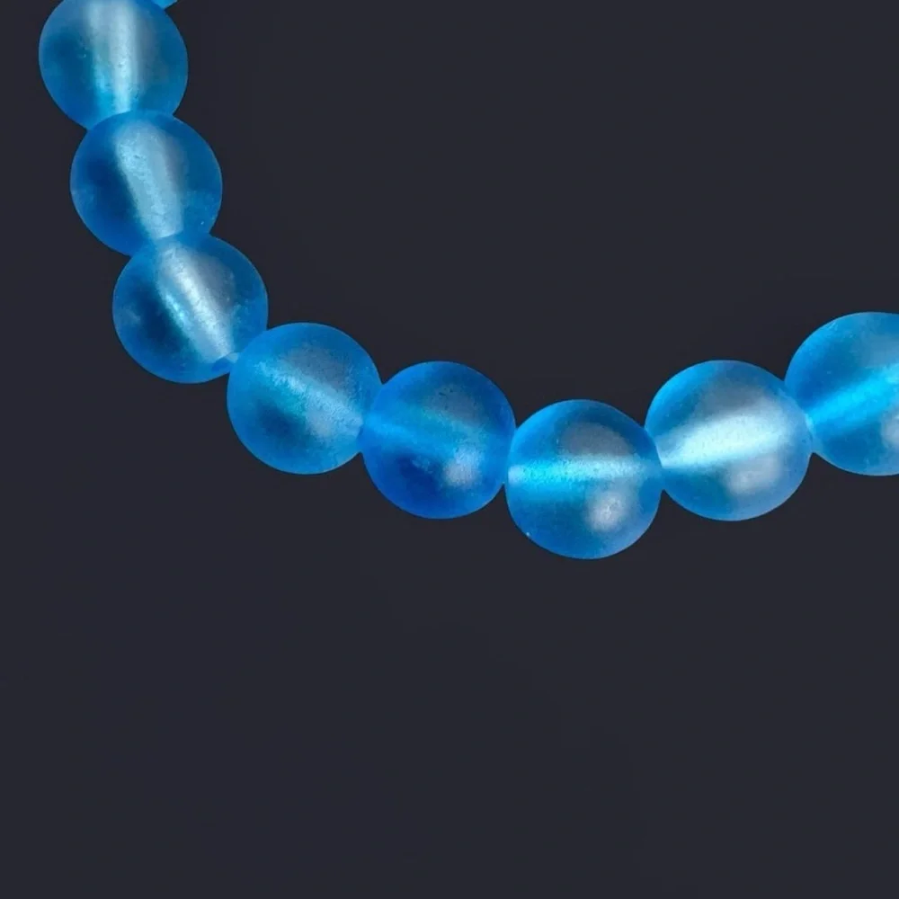 Blue Frost Glass Bead Bracelet